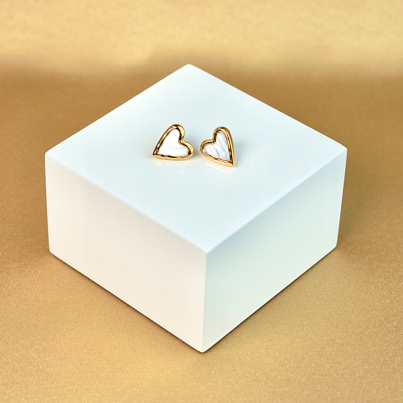 White and Gold Heart Earrings