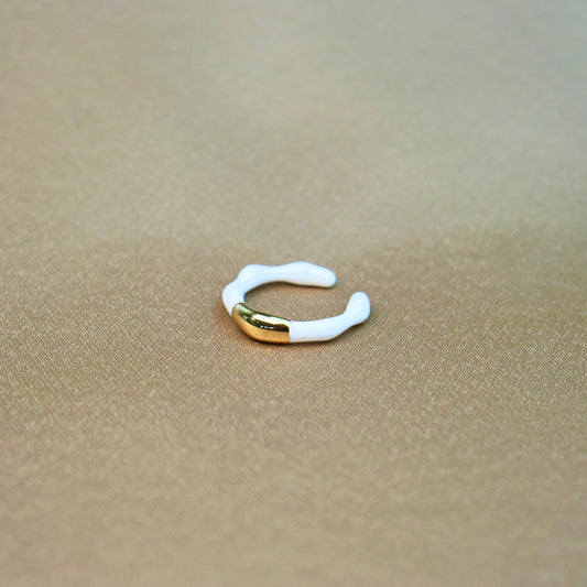 Gold White Bone Ring