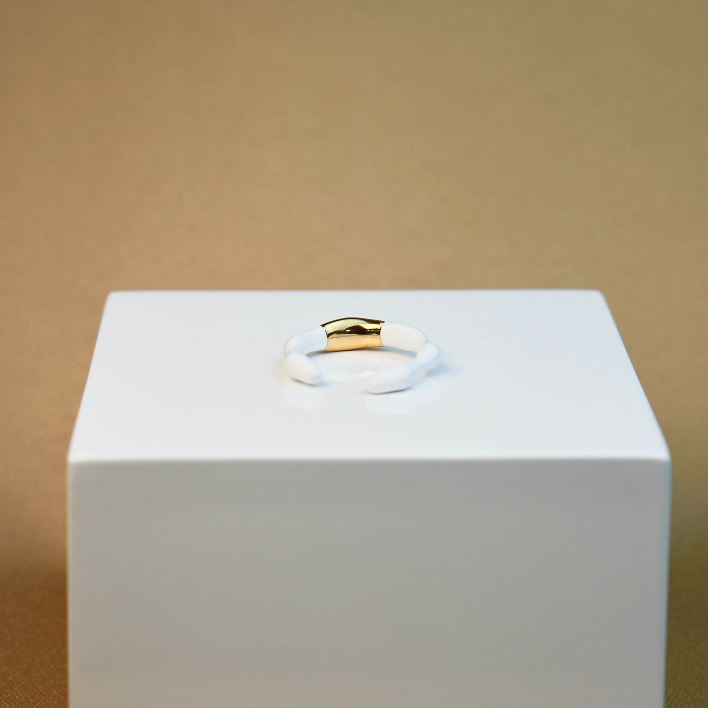 Gold White Bone Ring